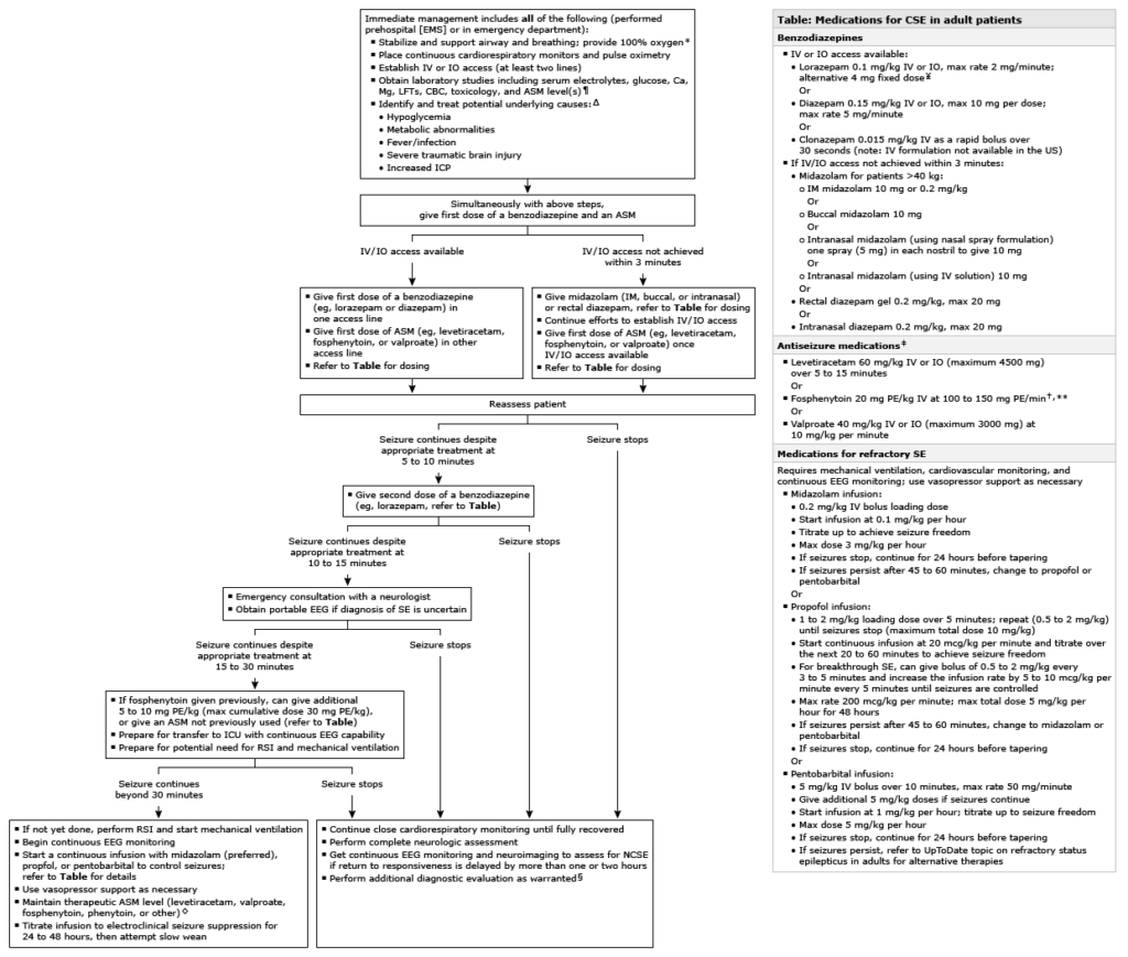 Approach to the treatment of convulsive status epilepticus in adults
