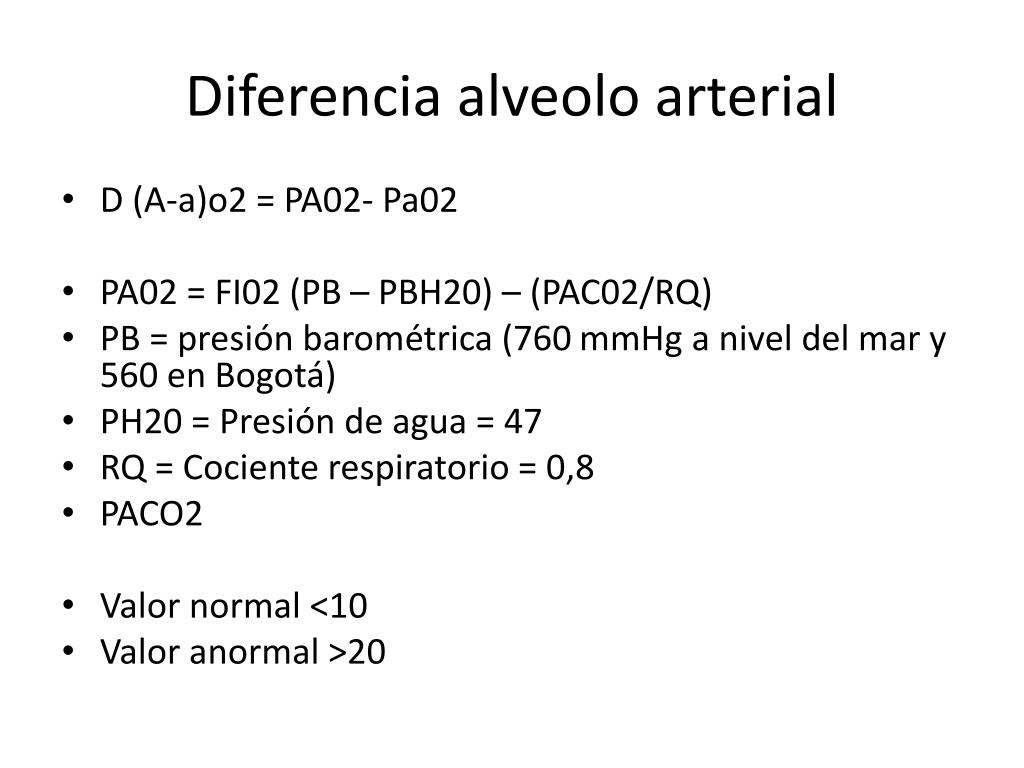 Diferencia alveolo arterial 