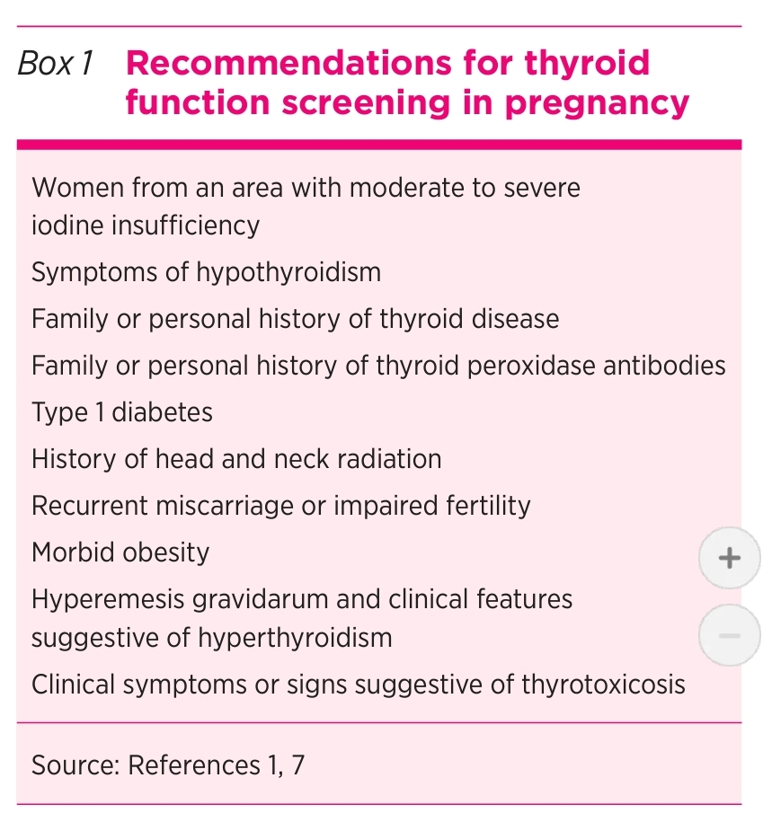 Recomendaciones para el cribado de la función tiroidea en el embarazo