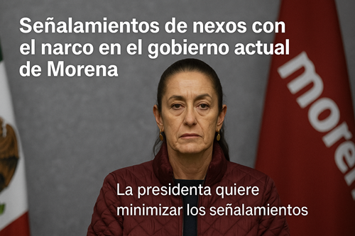 La presidenta durante conferencia de prensa, en medio de los señalamientos de presuntos nexos con el narco en el gobierno actual de Morena.