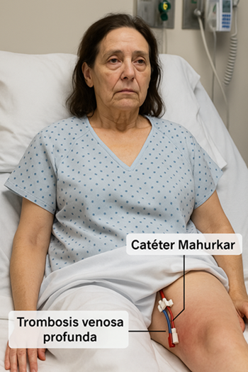 Paciente femenina con enfermedad renal crónica en hemodiálisis que presenta trombosis venosa femoral asociada a catéter Mahurkar.